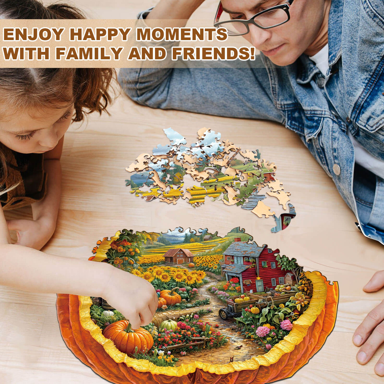 Pumpkin Summer Farm Wooden Jigsaw Puzzle