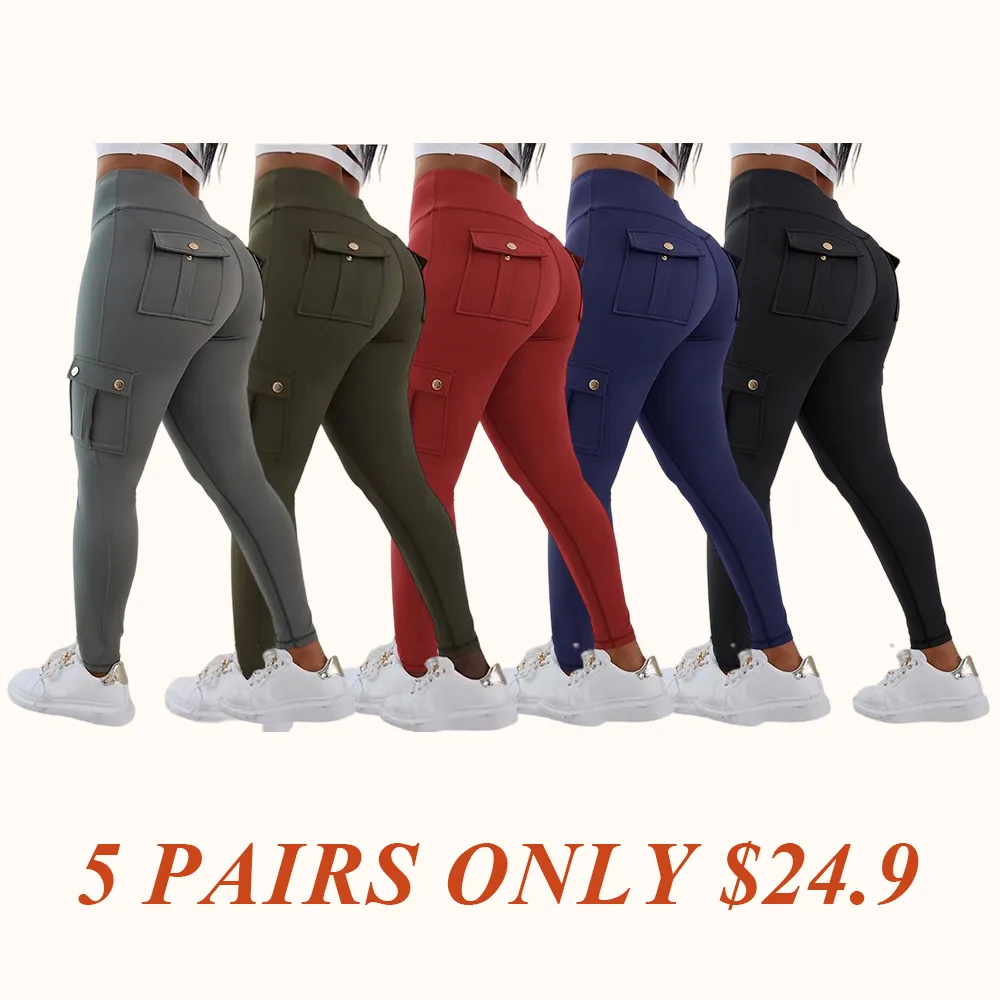 Womens Butt Lifting Leggings with Flap Pockets High