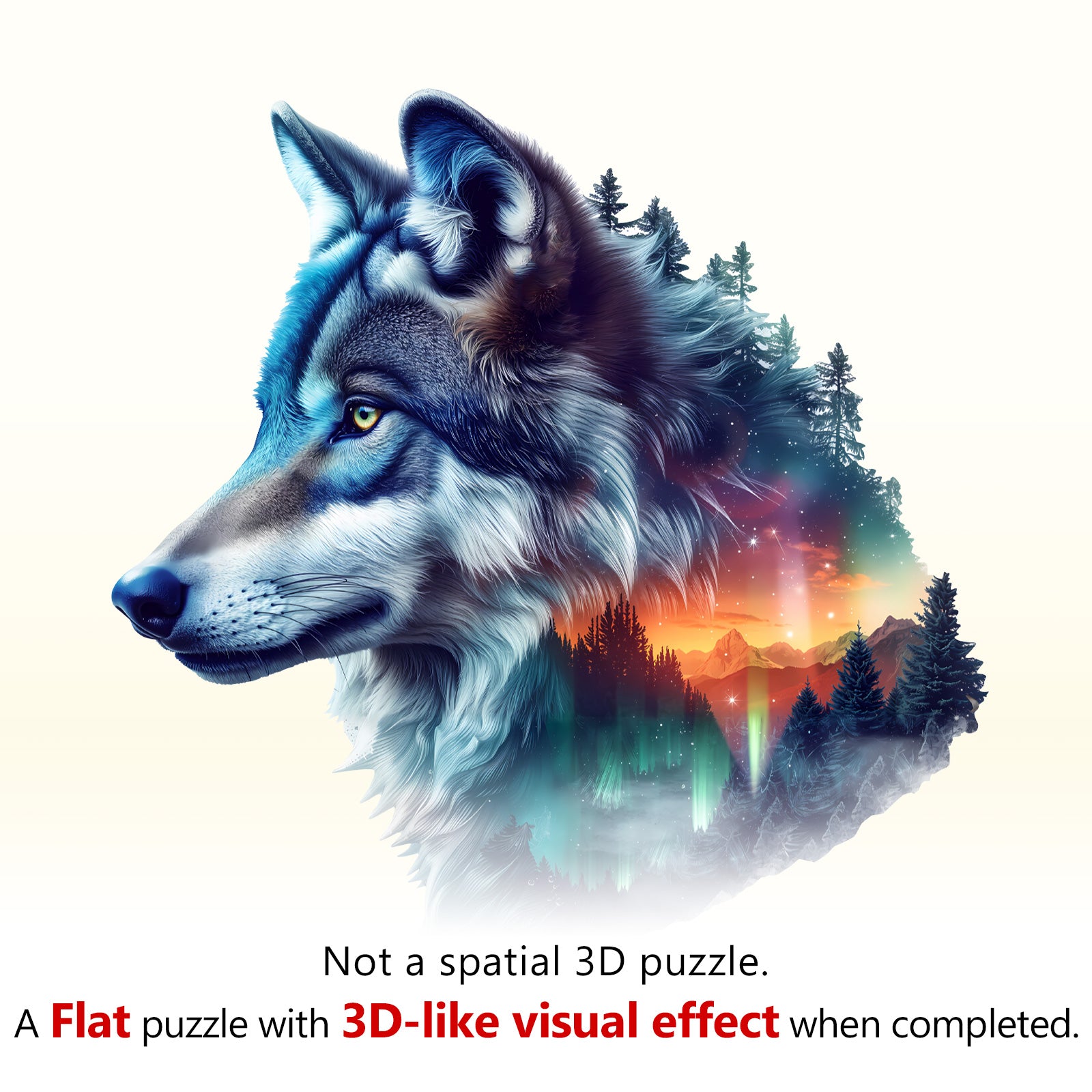 Aurora Wolf Wooden Jigsaw Puzzle