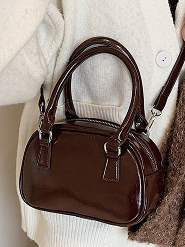 Geometric Solid Color Zipper Handbags Crossbody Bags