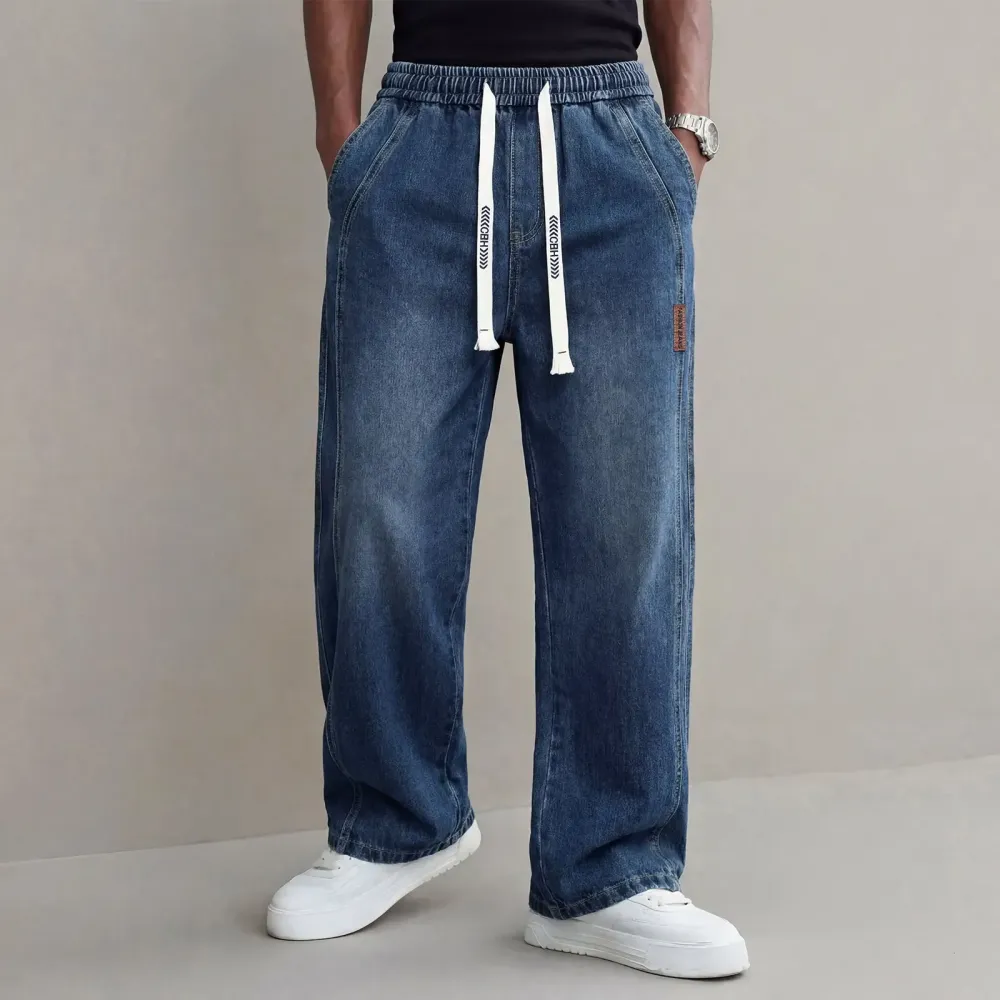 Men’s Stretch Denim Jeans — Vintage Washed Straight-Leg Fit