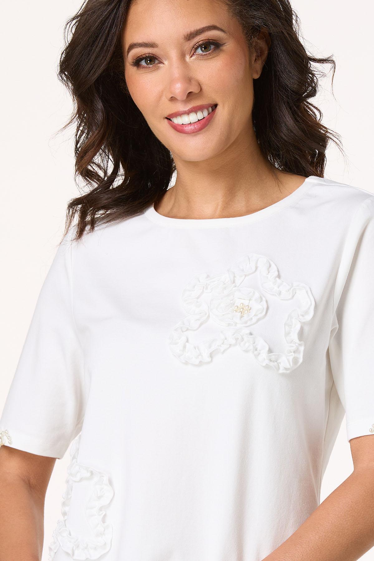 Textured Floral Pearl Top