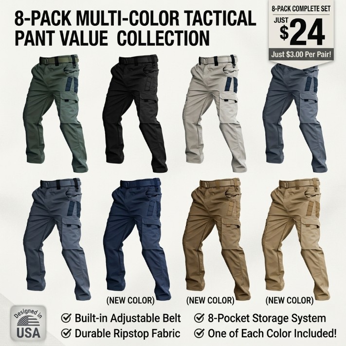 8-Pack Multi-Color Tactical Pant Value Collection
