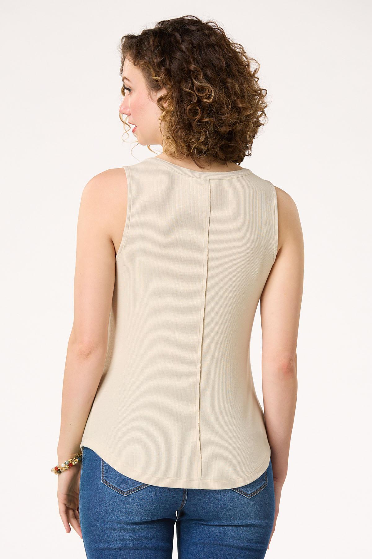 Ribbed Button Neck Tank