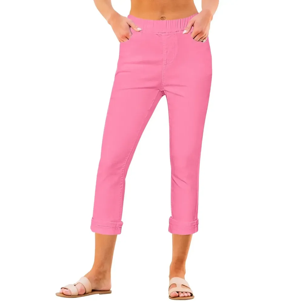 Women High Waisted Skinny Capri Pants Trendy Stretch Denim Cropped Jeans