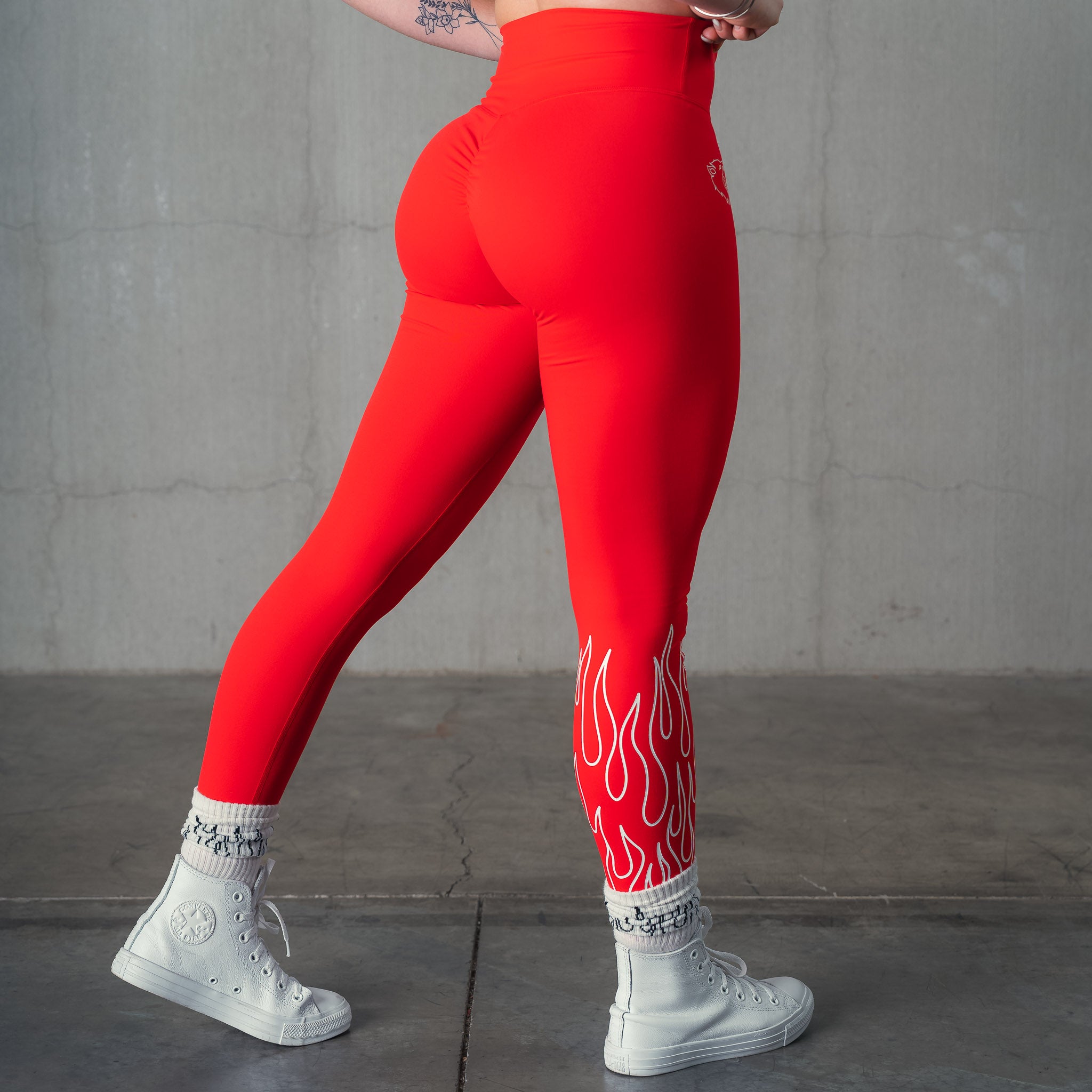 FLAME LEGGINGS - RED / WHITE