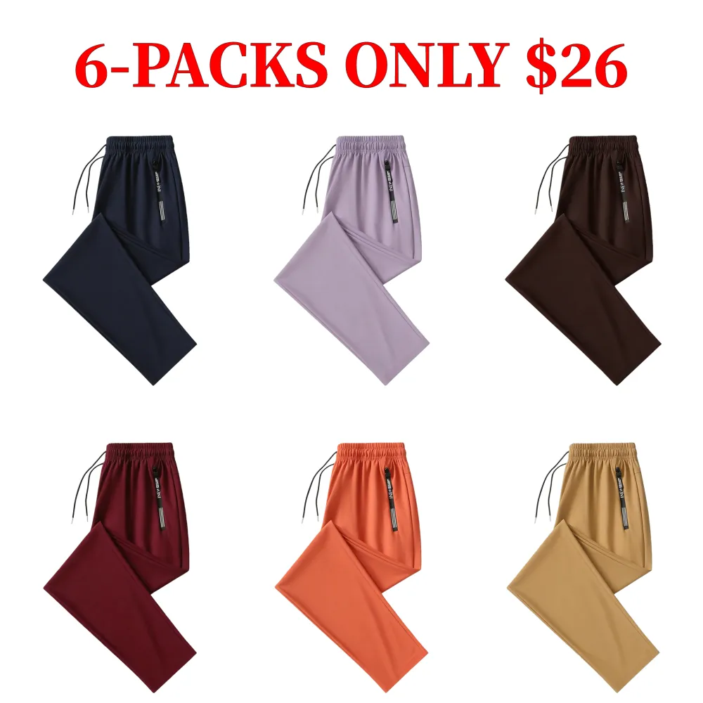 Men's simple and stylish casual trousers - with drawstring waist and zippered pockets