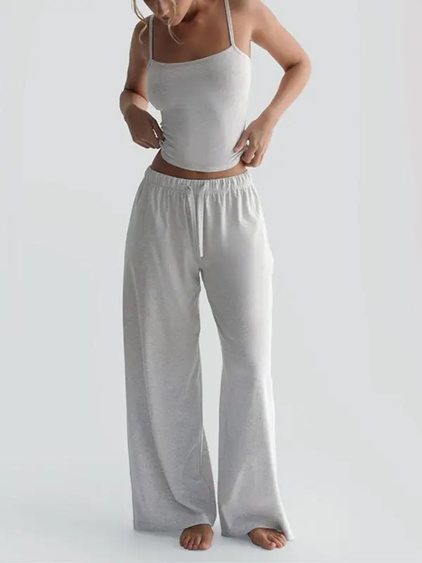 Two-Piece Set Women's Solid Color Cami Top & Pants
