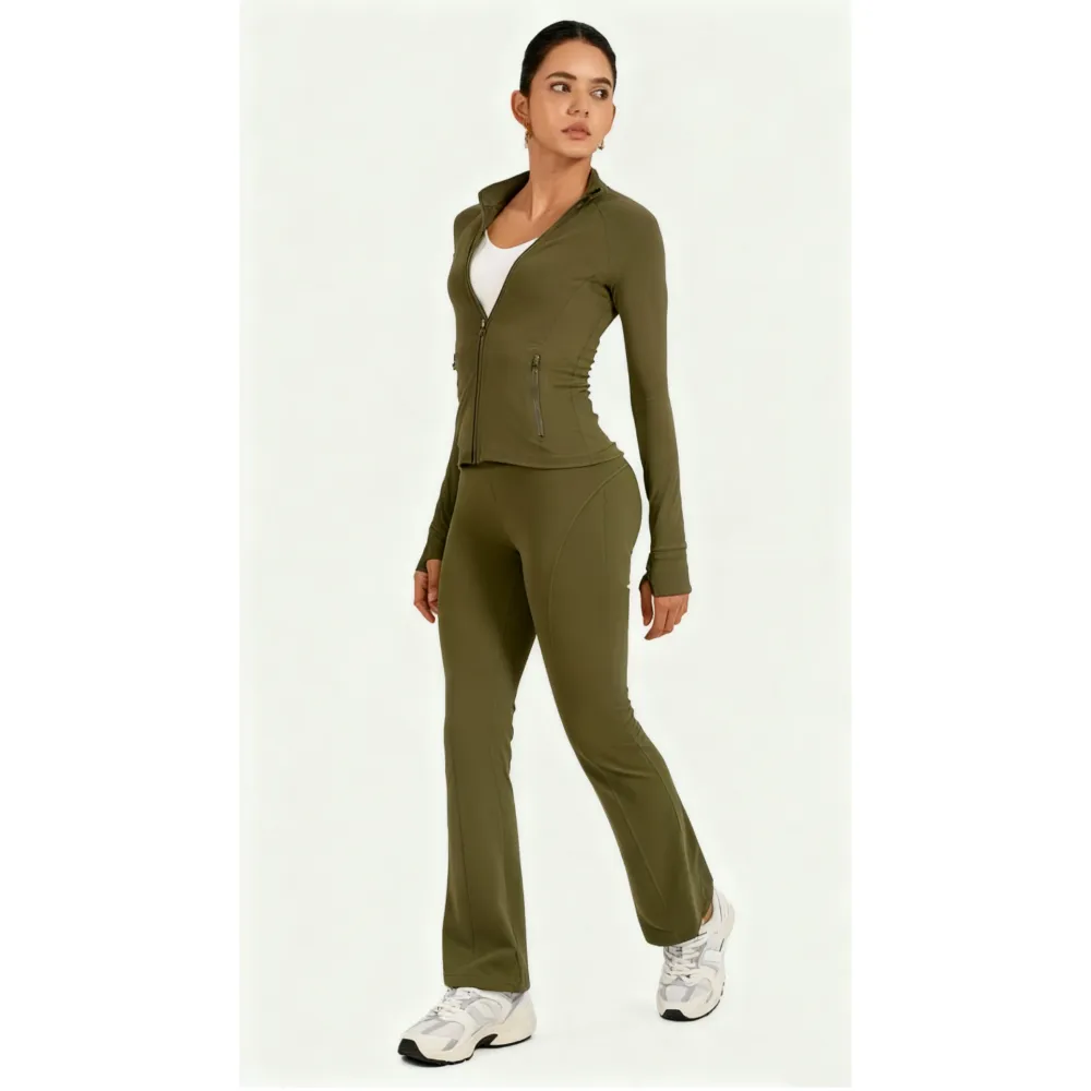 2PCS Slim-It BBL Jacket and Flare Leggings Daily Set