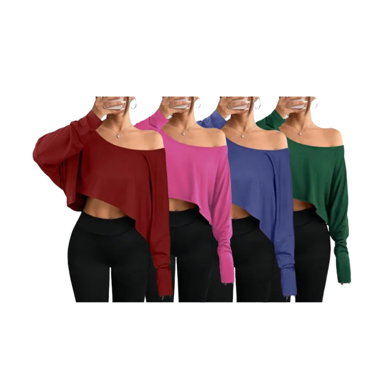 Women's Solid Off Shoulder Tee