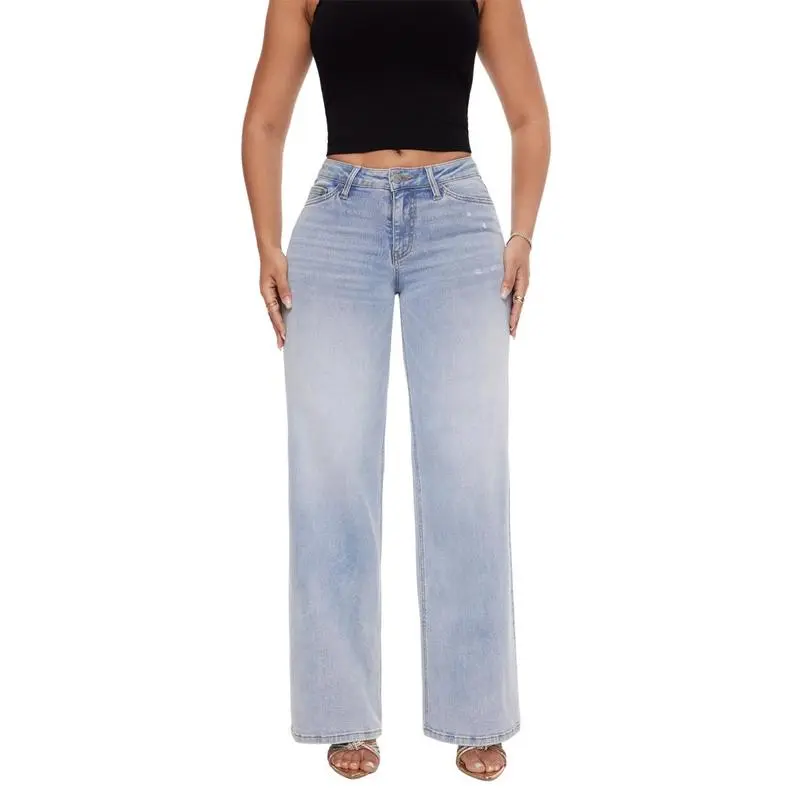 Jeans for Women Mid-Low Rise Stretch Baggy