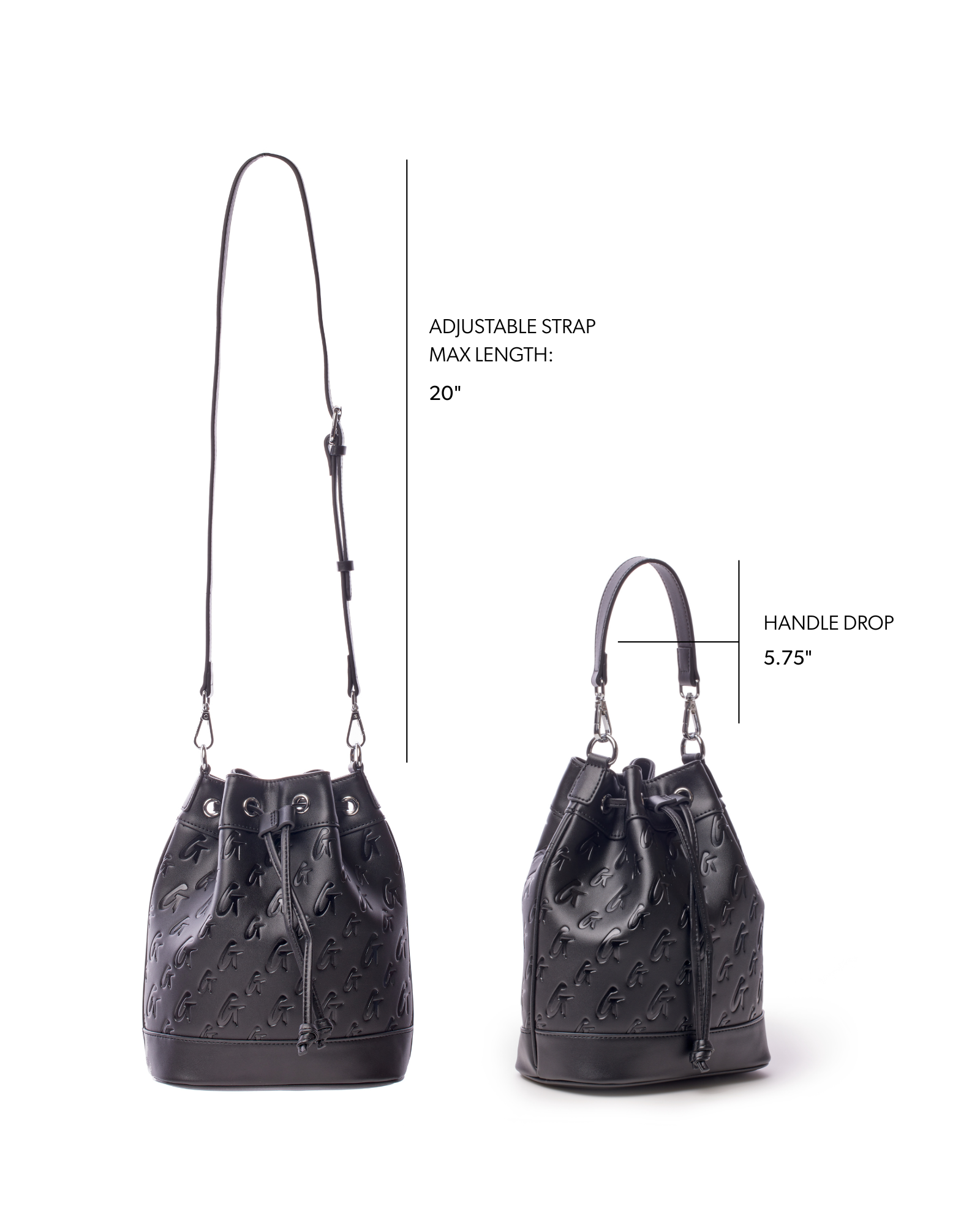 MEDIUM MONOGRAM BUCKET BAG - BLACK
