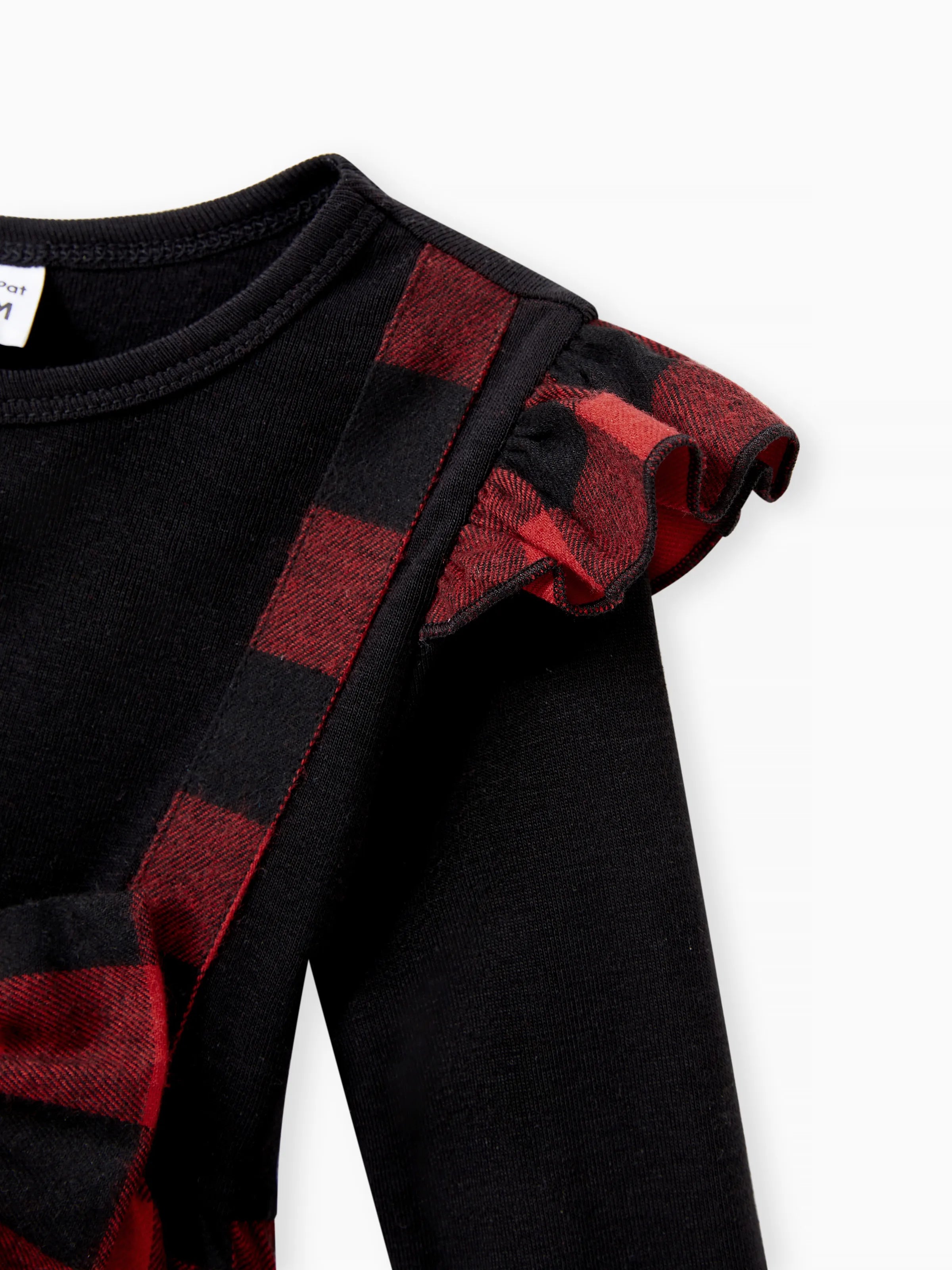 Matching Family Outfits Black and Red Plaid Co-ord Sets Hi-Low Flowy Hemline redblack