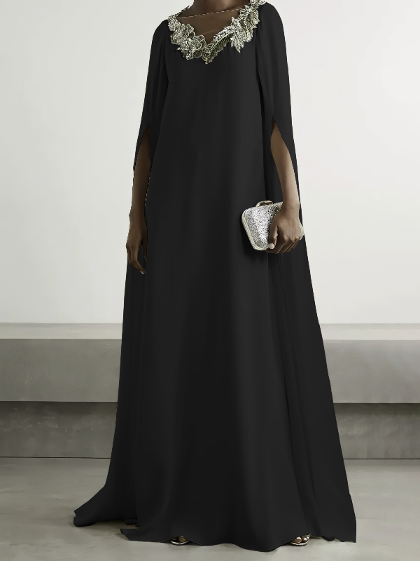 Embroidered V-neck Maxi Dresses