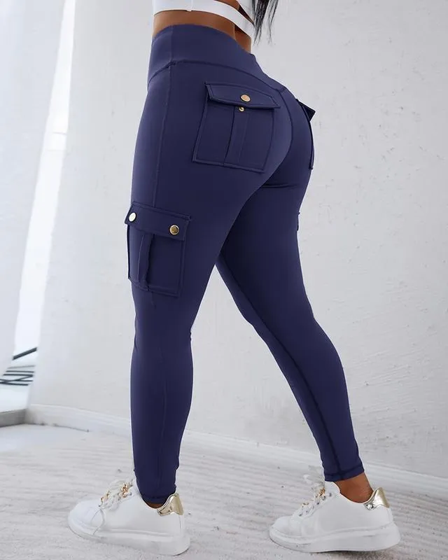 Womens Butt Lifting Leggings with Flap Pockets High