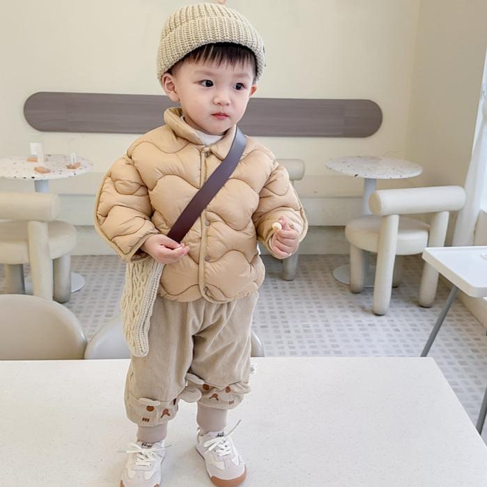 Baby Lapel Solid Color Cotton Padded Jacket