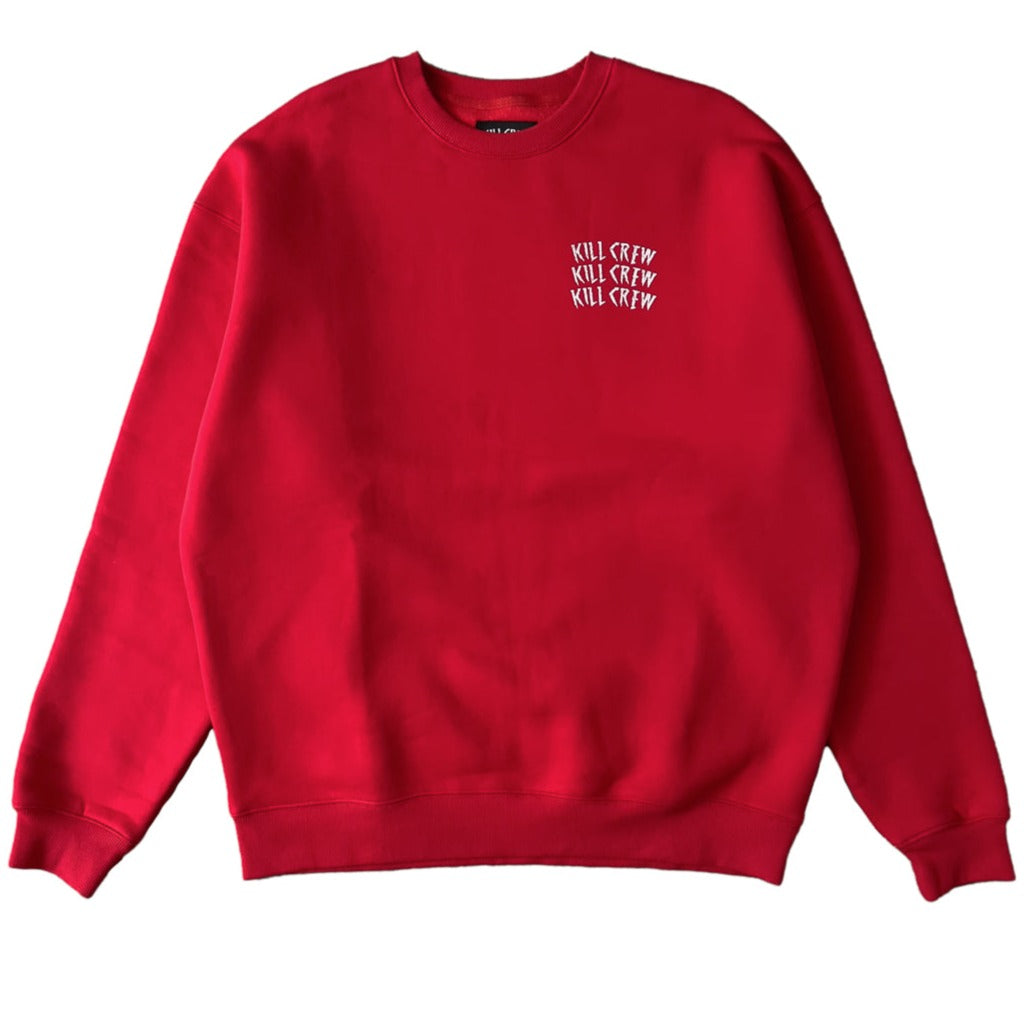 OVERSIZED LUX WAR WOLF CREW NECK - RED / WHITE