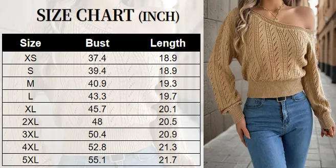 Women's Fall Asymmetrical Neck Hollow-Out Raglan Sweater