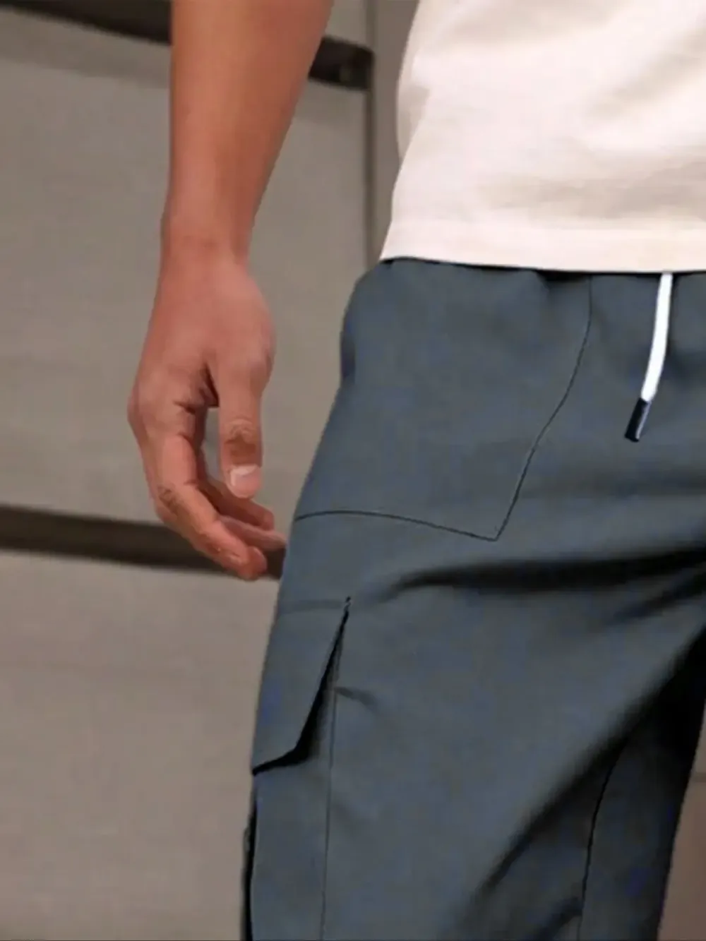 Men's Casual Work Pants, Unique Print, Multiple Pockets, Accordion Design at Knees, Adjustable Drawstring Waist, Outdoor Hiking