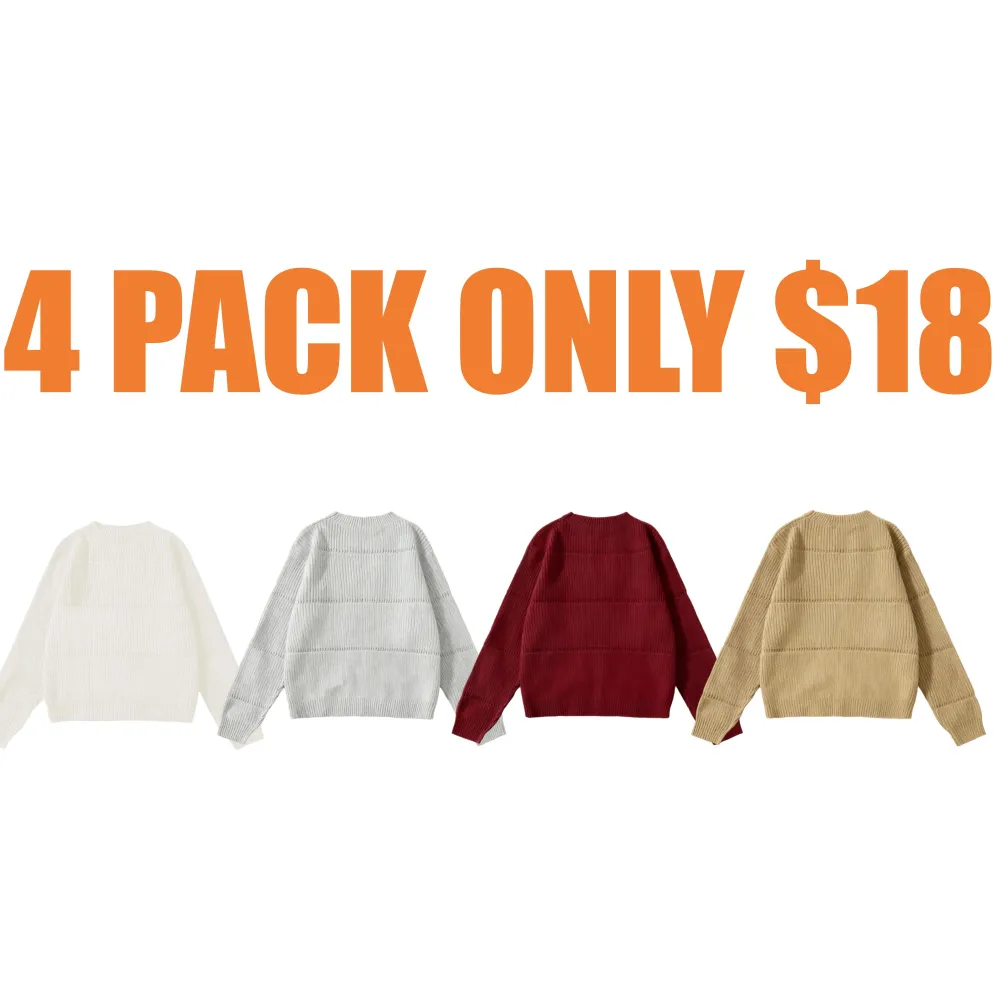 Women's Simple Minimalist Plain Textured Round Neck Sweater