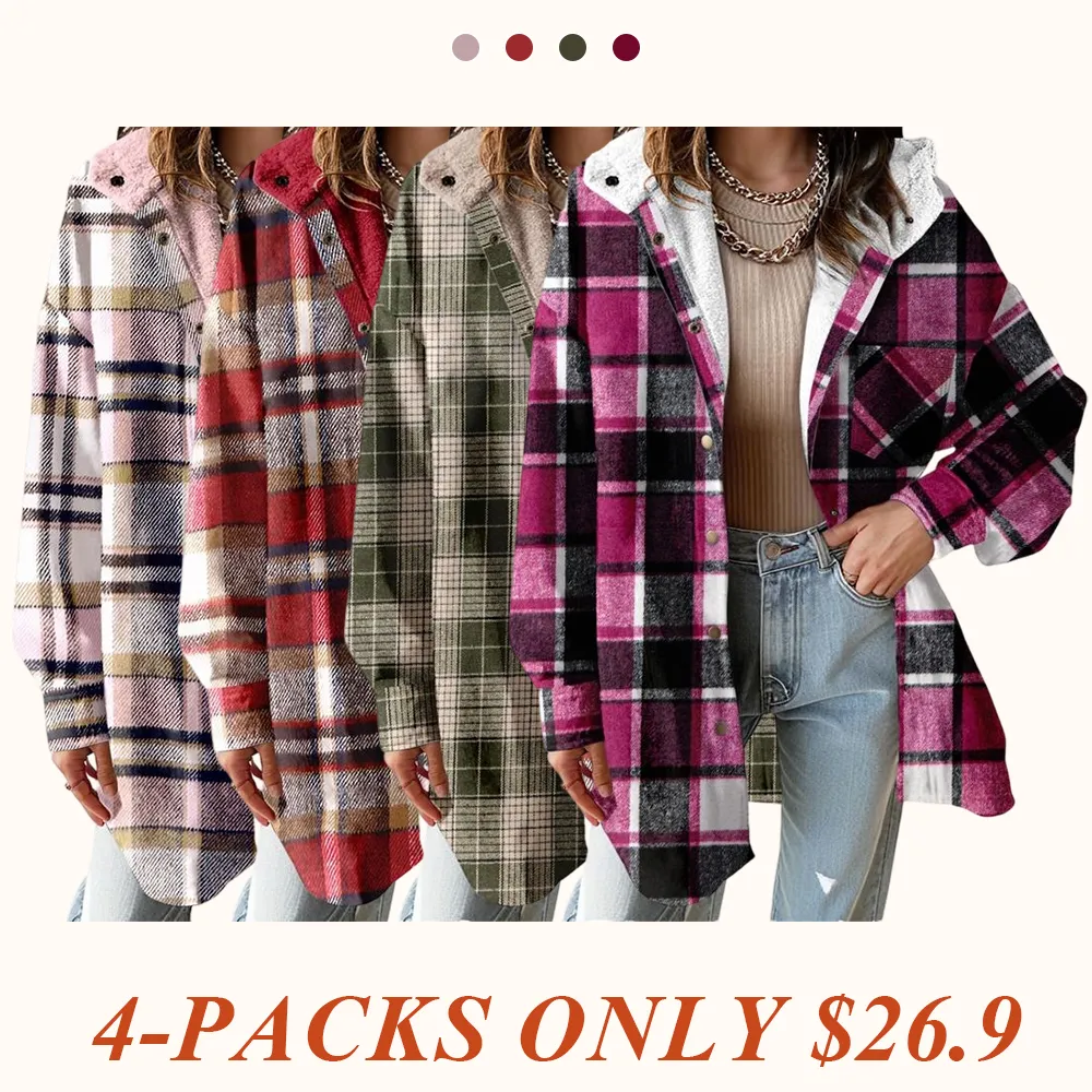 Women's Flannel Hooded Plaid