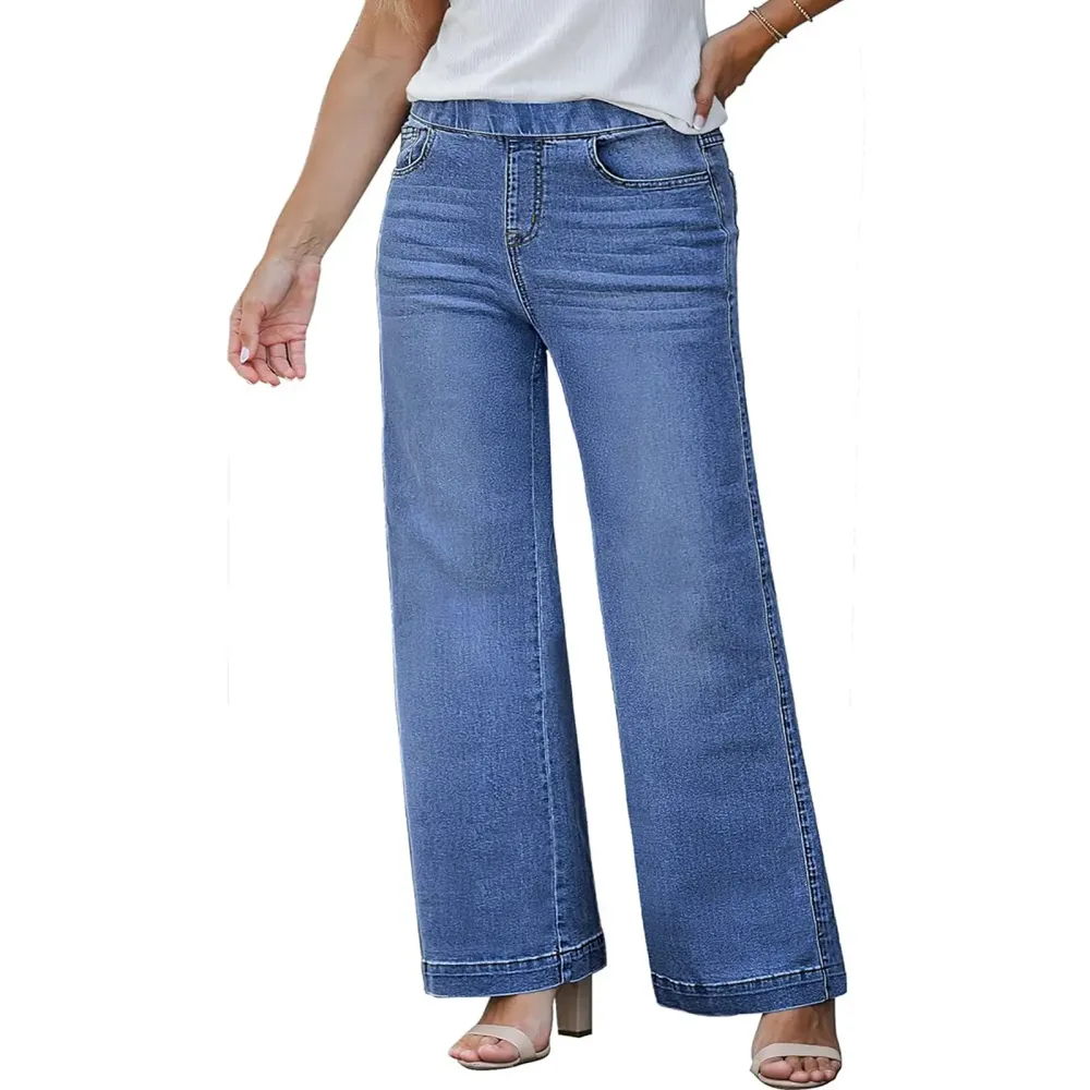 Plus Size Straight-Leg High-Waisted Stretch Jeans for Women