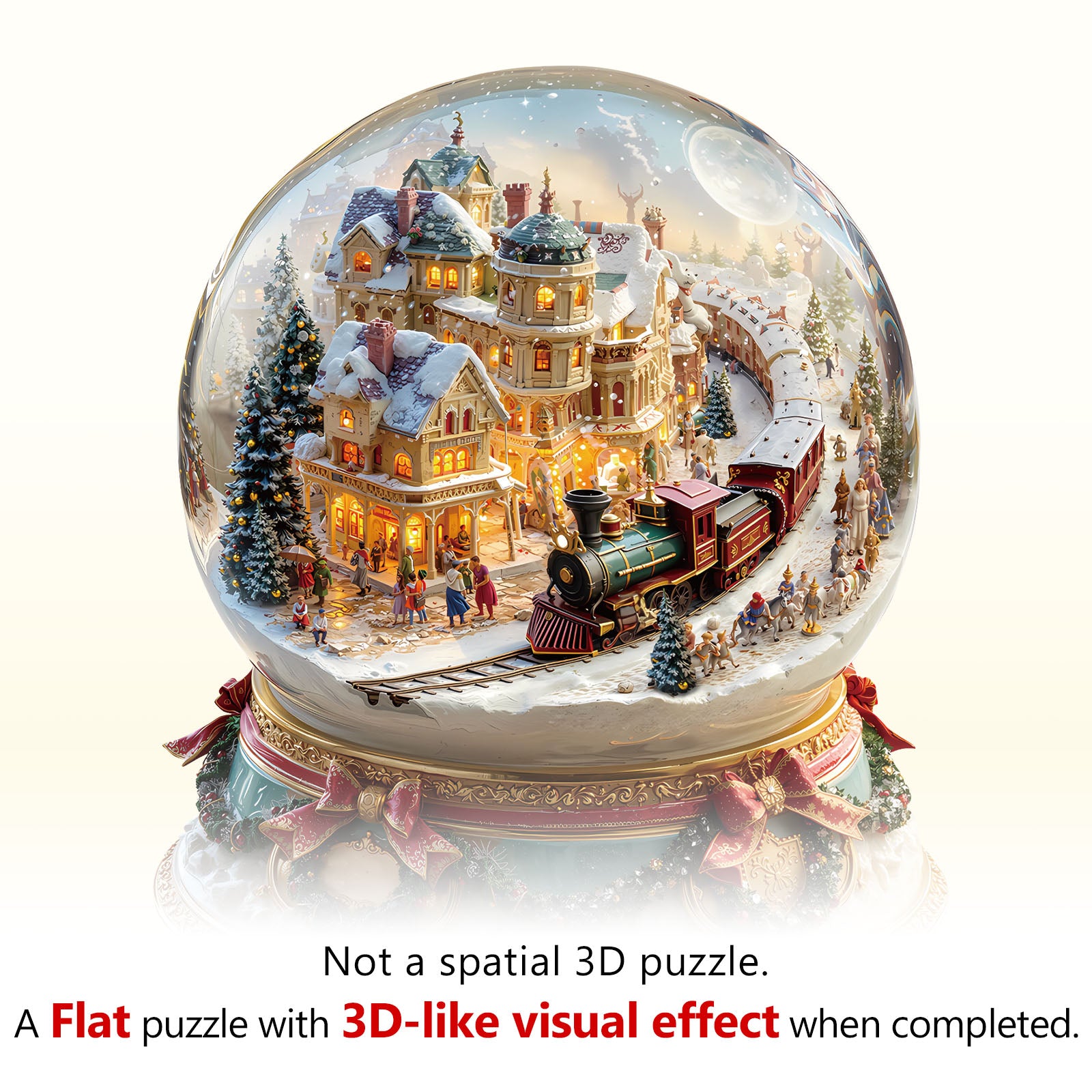 Christmas Crystal Train Wooden Jigsaw Puzzle