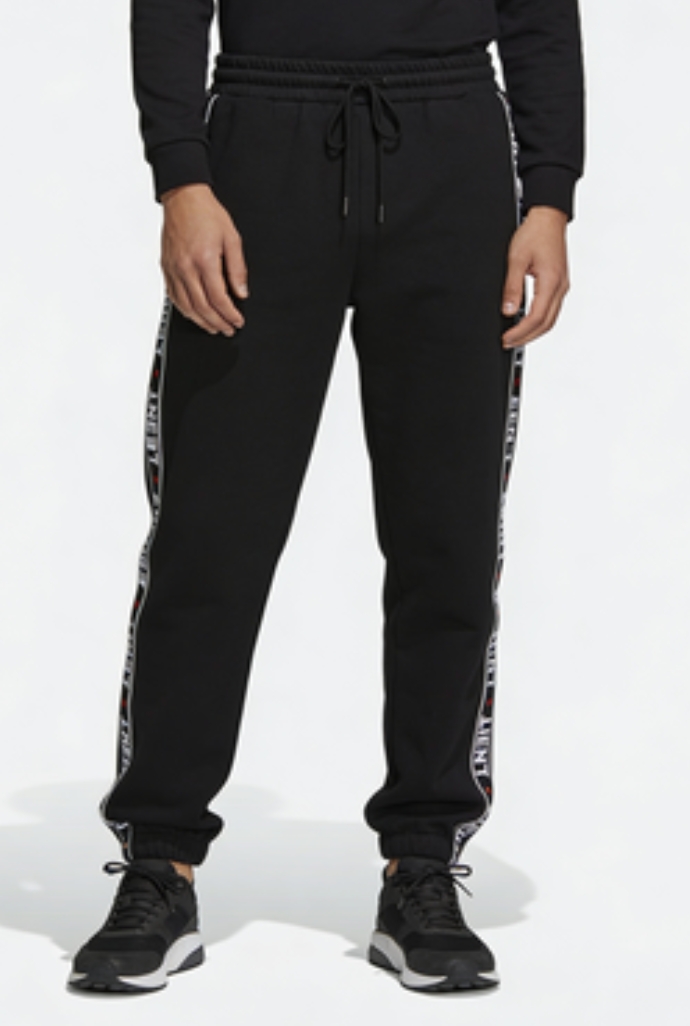 BENT TAPE DETAIL BLACK TRACK PANTS - Trendy Leisure