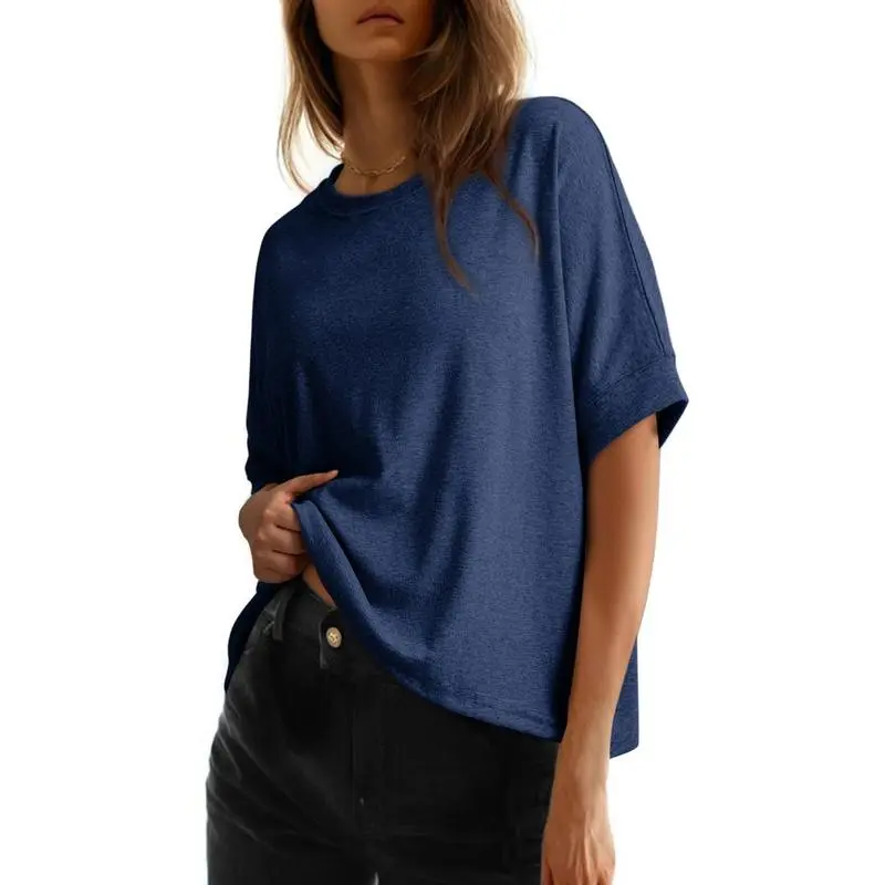 Women's Tops for Women 2026 Loose Oversized Basic Tee Comfortable Soft Fabric Flattering Fit - Womenswear