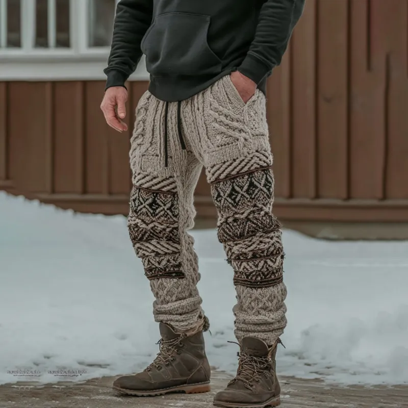 Men's Viking Tribal Geometry Pattern Art Knit Pants