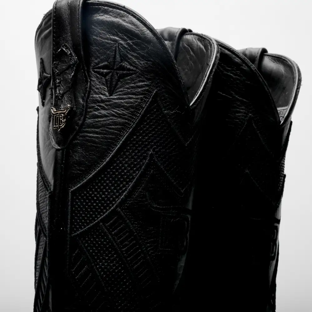 TOTAL BLACK Mini Pirarucu Leather Boots - Square Toe