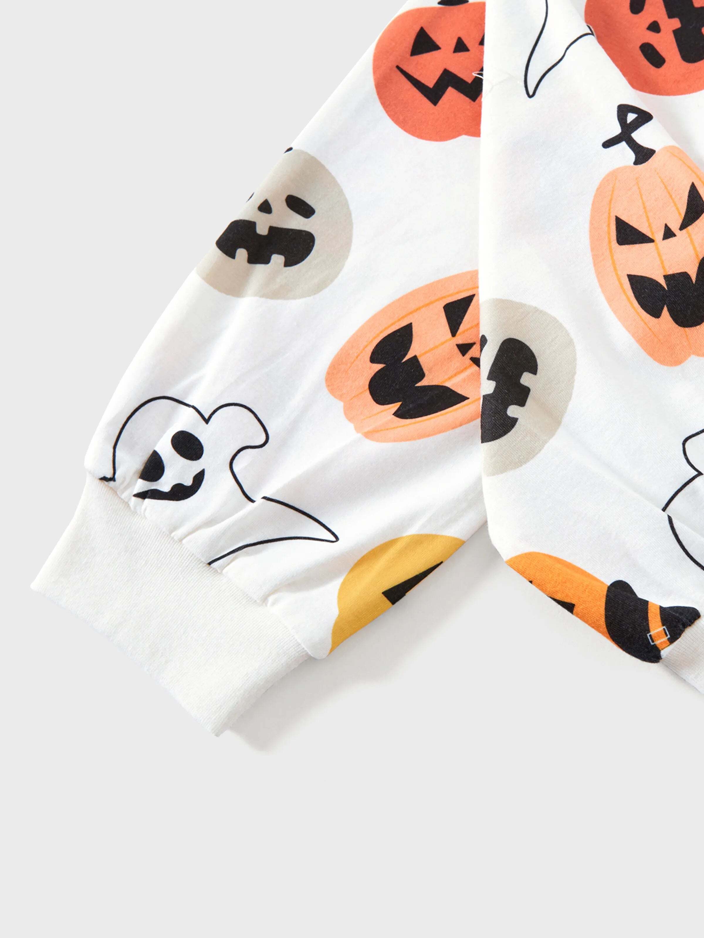 Halloween Family Matching All Over Pumpkin & Ghost Print Pajamas sets White