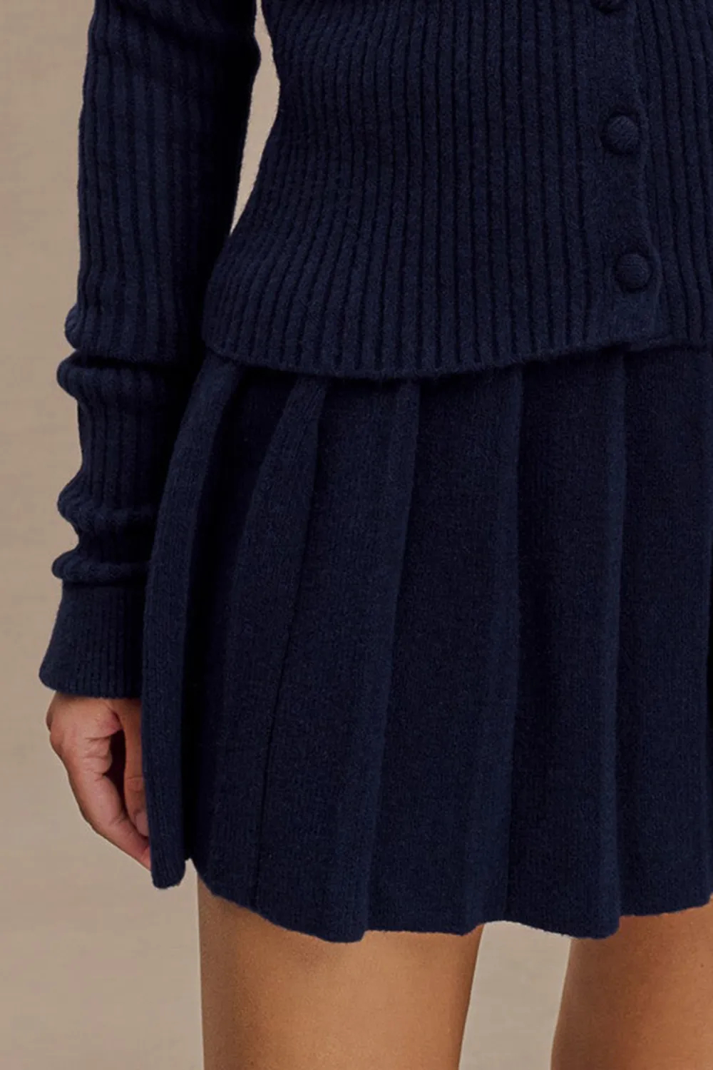 Pleated Knit Mini Skirt