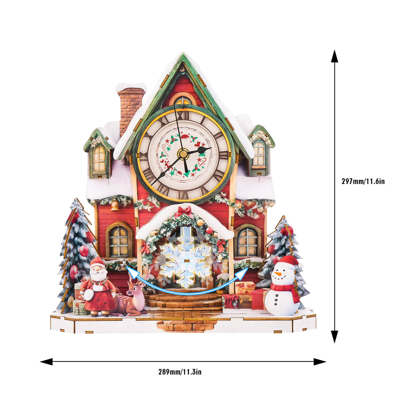 Christmas House– DIY Wooden Clock, 3D Puzzle Craft Kit