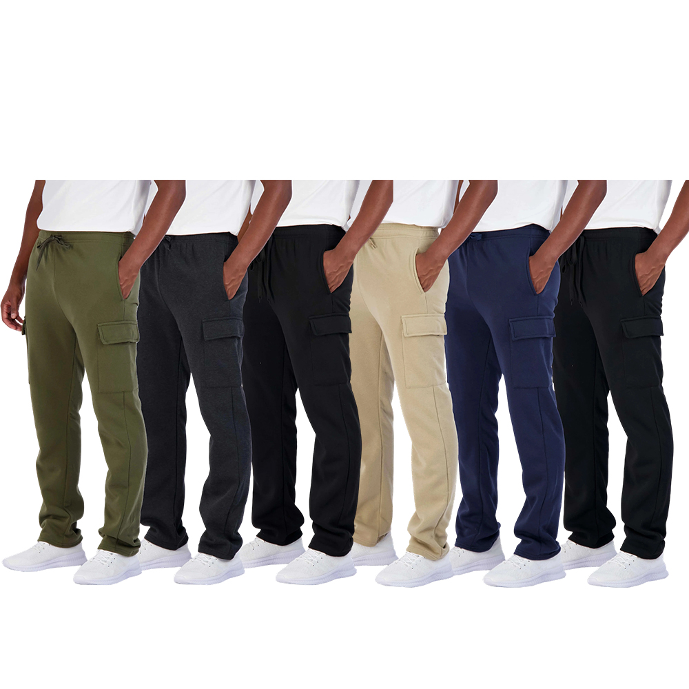 6 Pack: Men's Tech Fleece Open Bottom Cargo Sweatpants with Pockets (SIZE:XS-6XL)