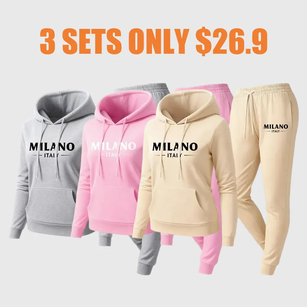 Women's Milan city print hoodie and drawstring track pants set