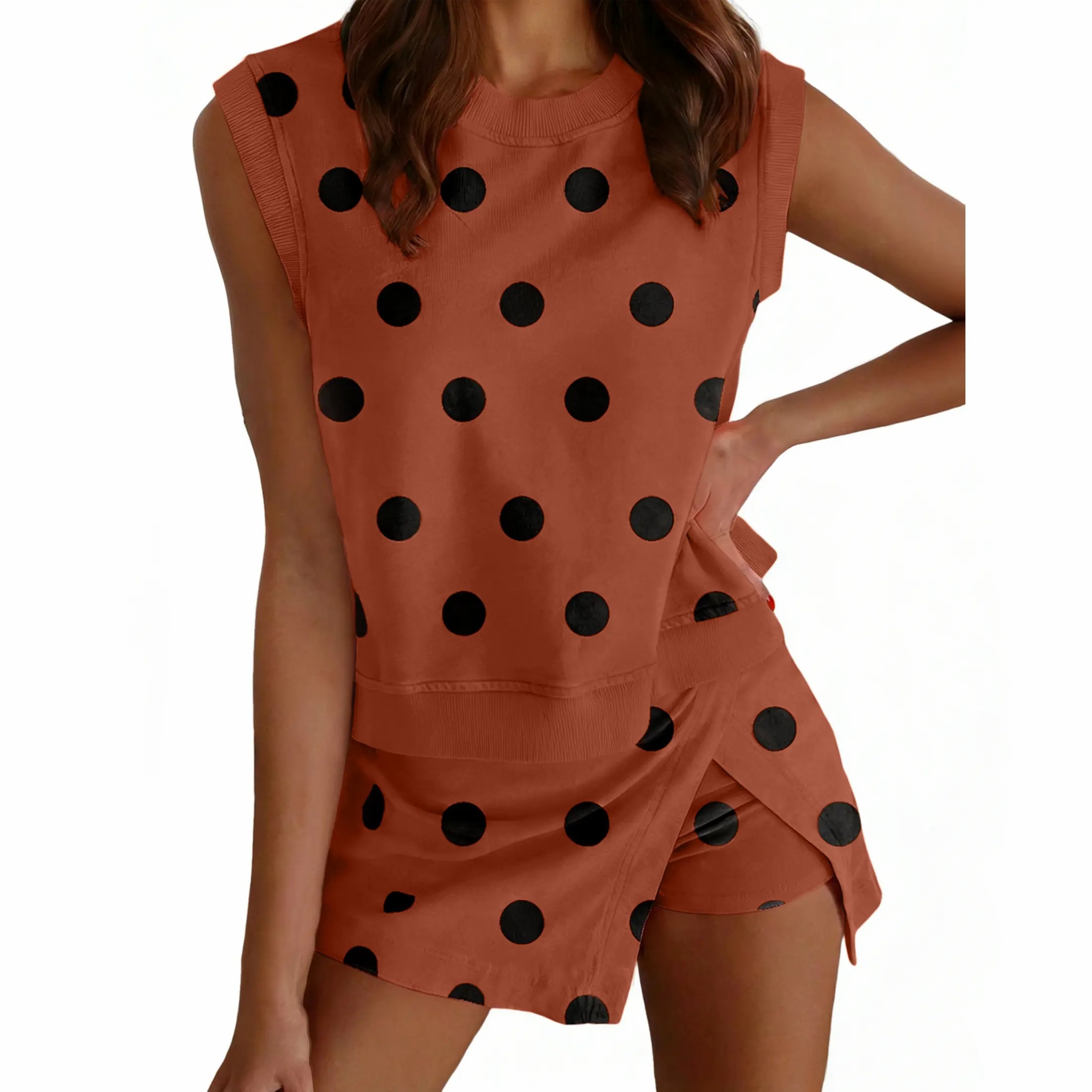 Women's Mineral Wash Cotton Tank Top & Lined Split Skirt Set – Summer Lounge Outfit