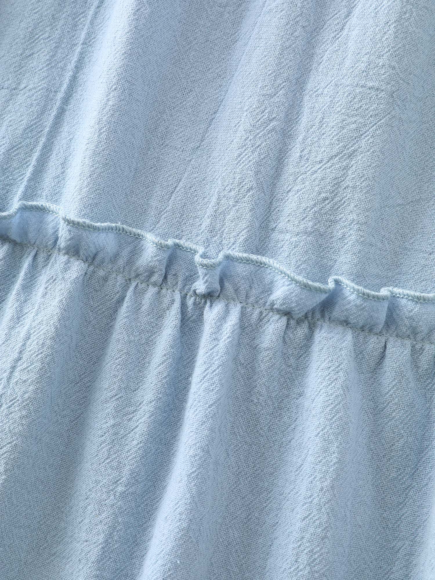 Cotton Shirred Bodice Ruffled Straps Plain Maxi Dress