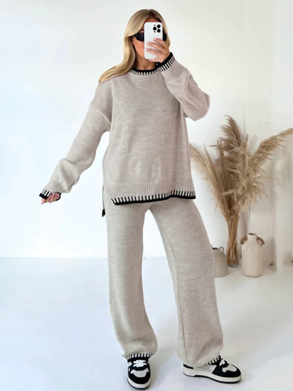 🛍️ Cozy Chic Lounge Set – Women's Casual Oversized Sweater & Pants Two-Piece ✨