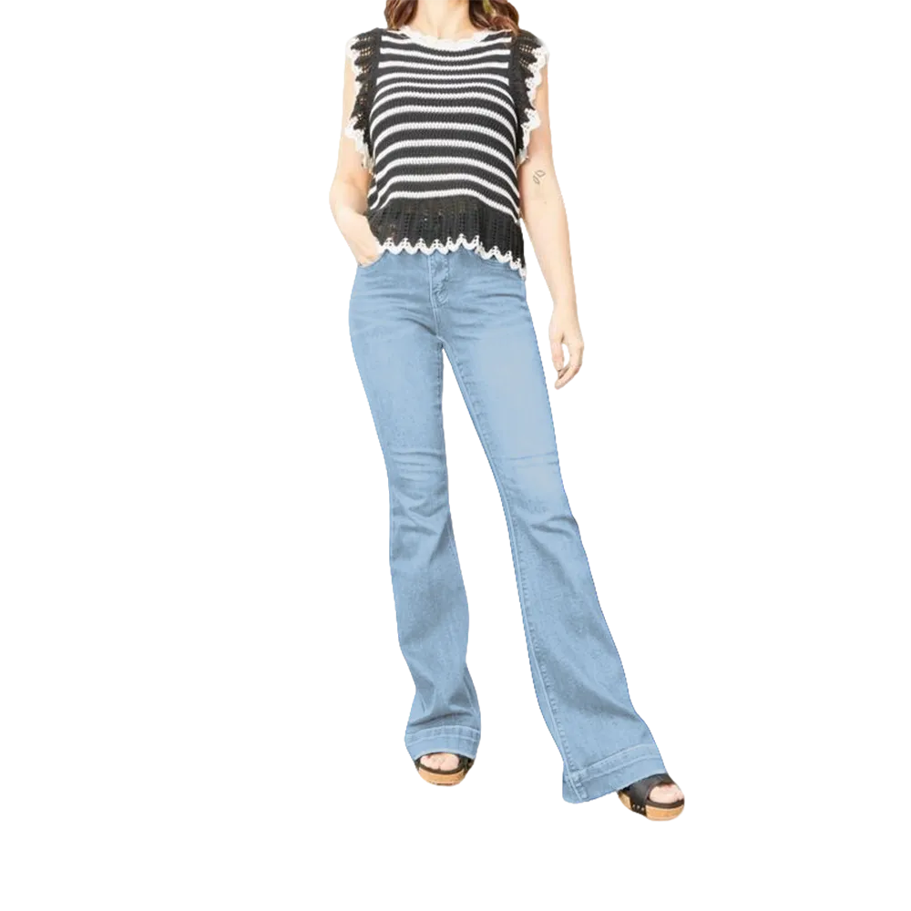 Mid-Rise Tummy Control Flare Denim Fit Jean Womenswear Bottom