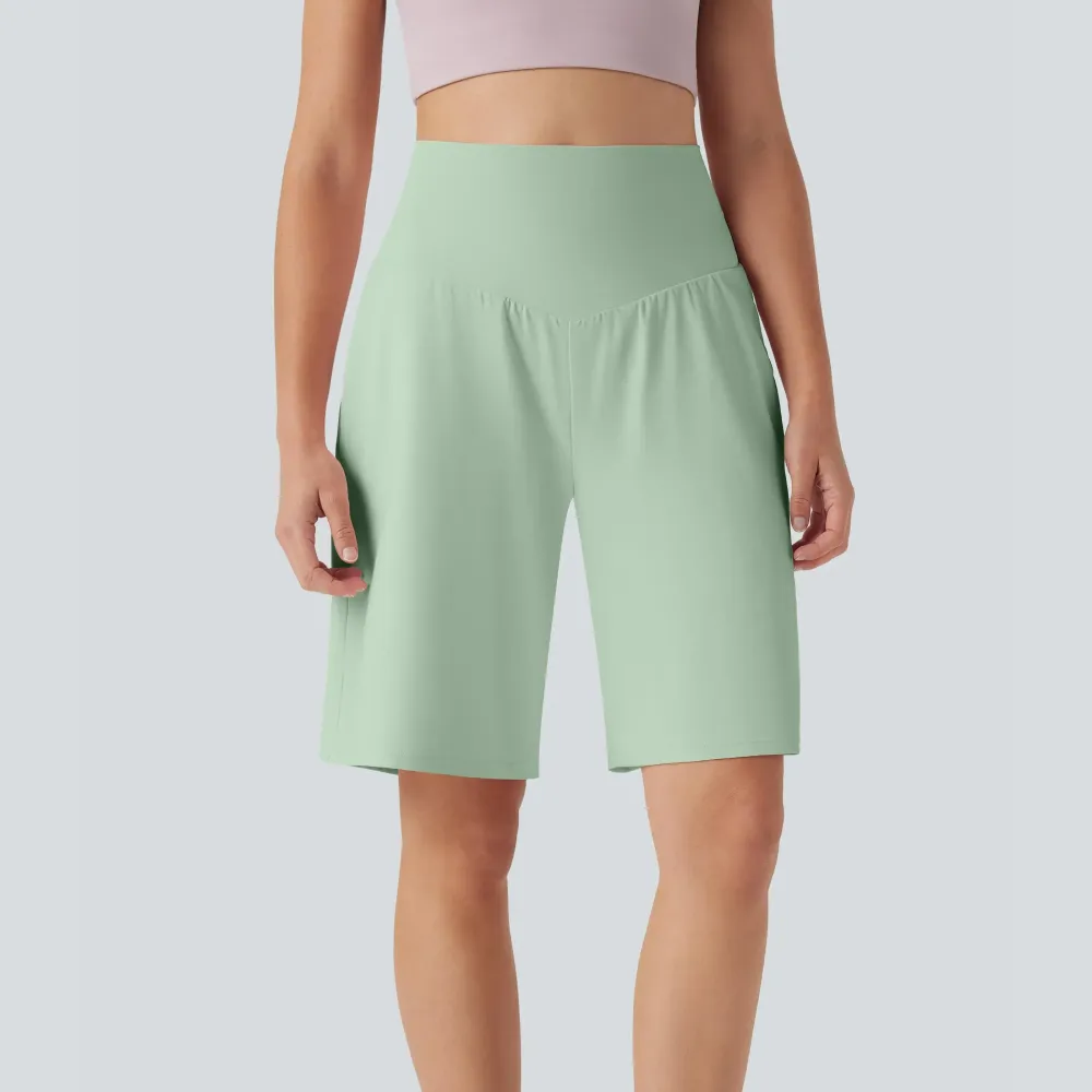 Airy High Waisted Pockets Cool Touch Yoga Bermuda Shorts