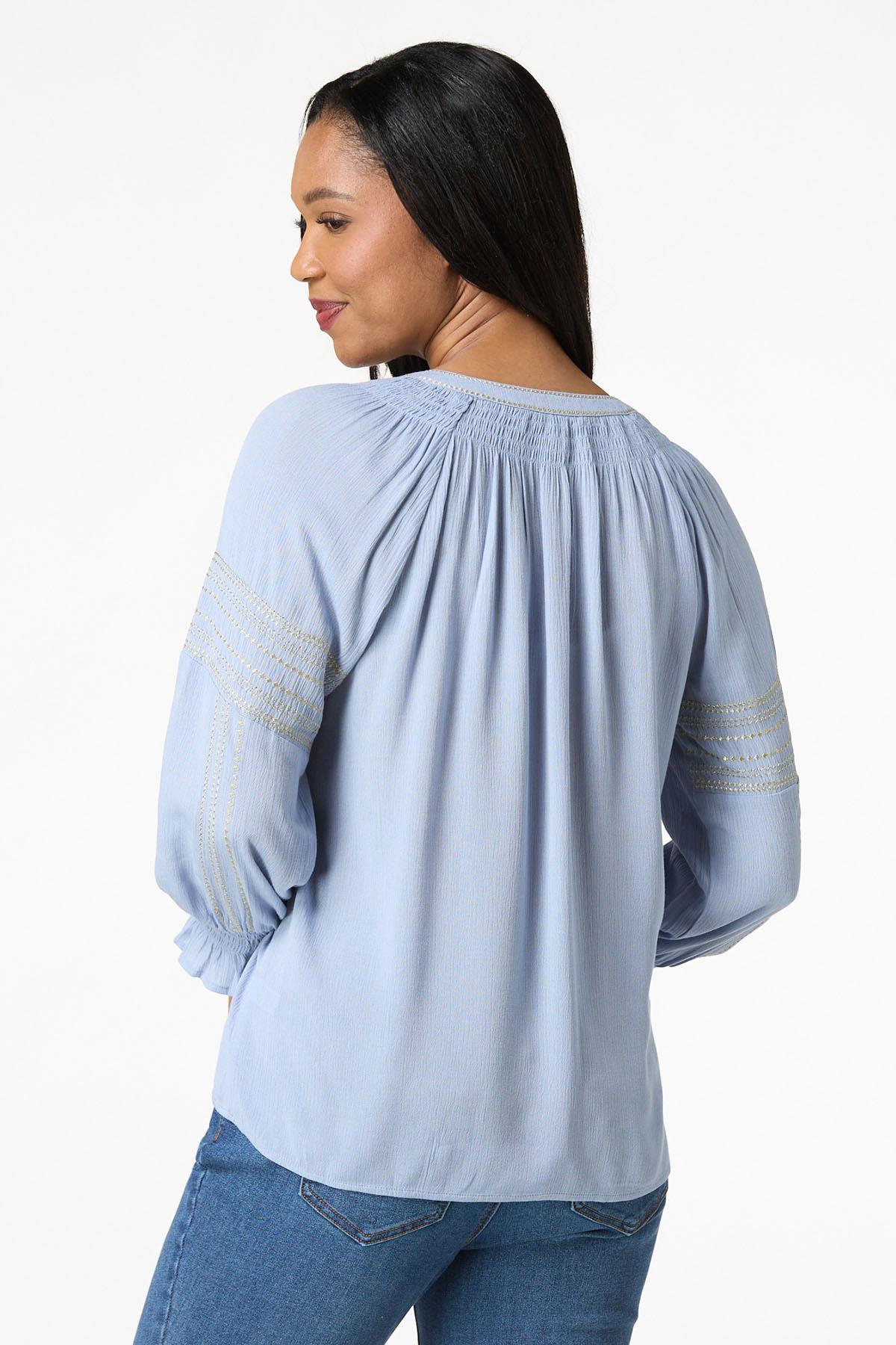 Metallic Embroidered Poet Top