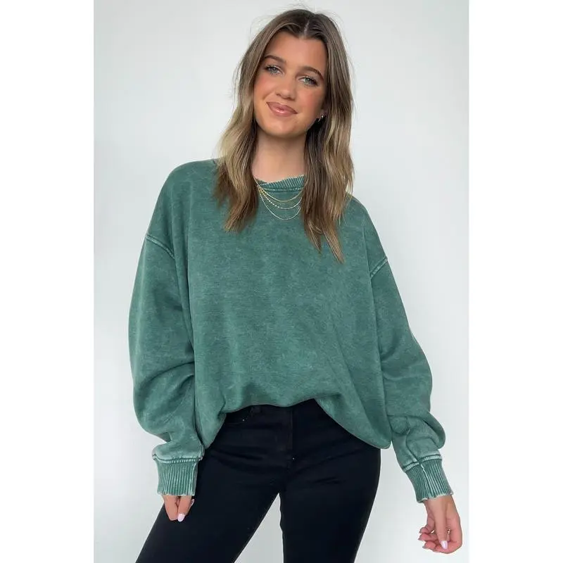 Cozy Vibes Acid Wash Oversized Pullover