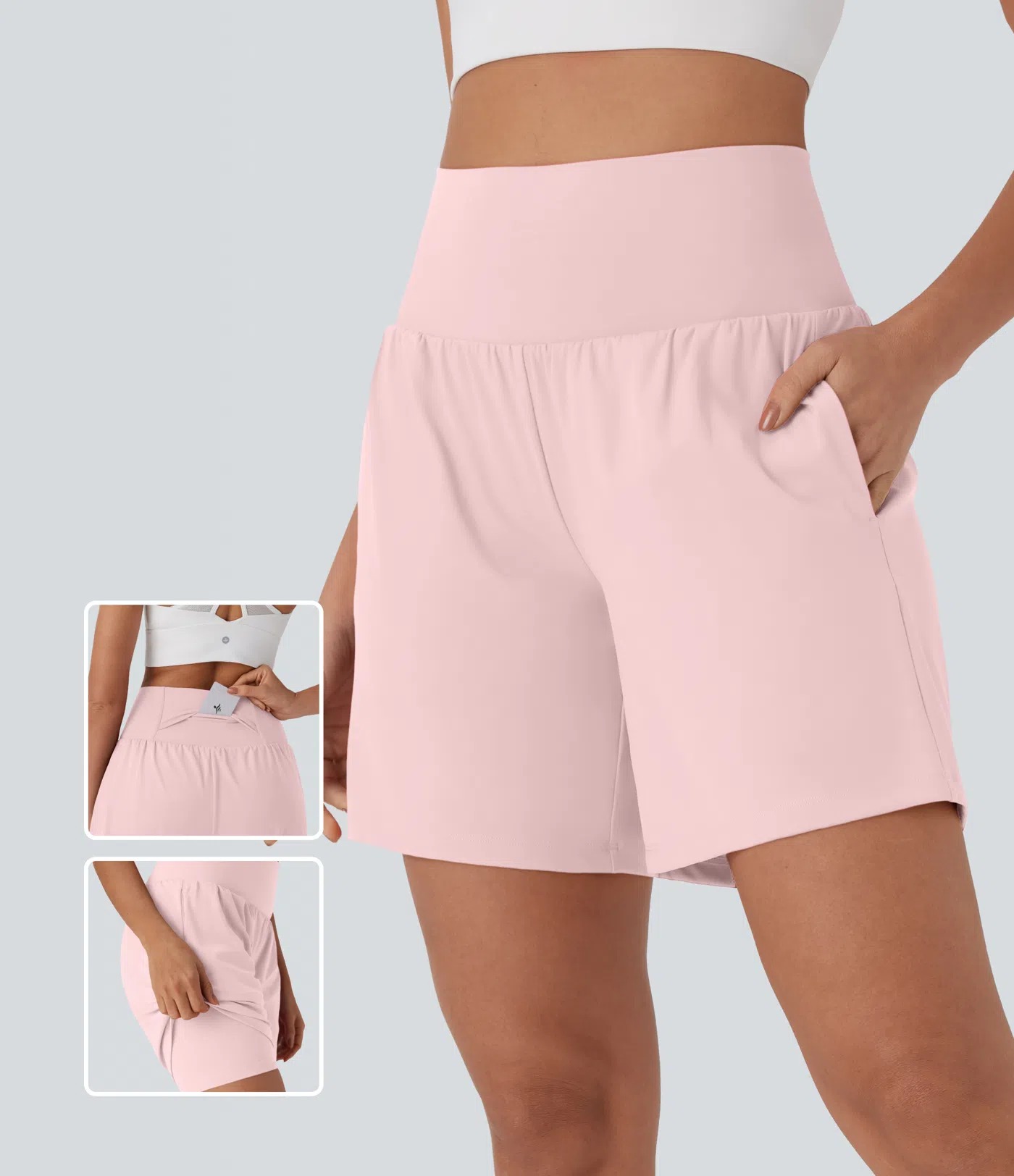 🔥Women’s 2-in-1 Super High-Waisted Cool-Touch Yoga Shorts with Pockets (3