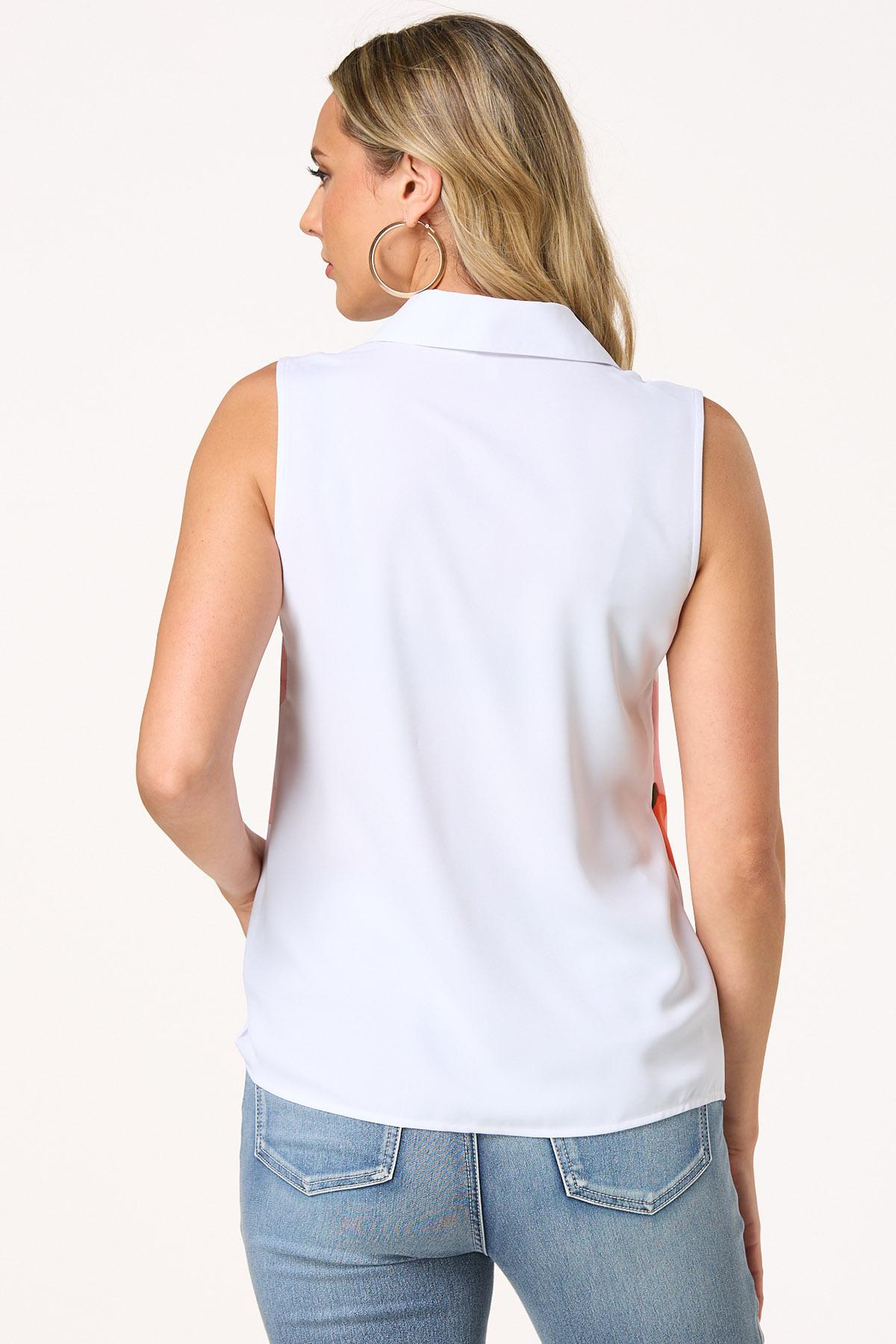 Satin Floral Placement Printed Tank