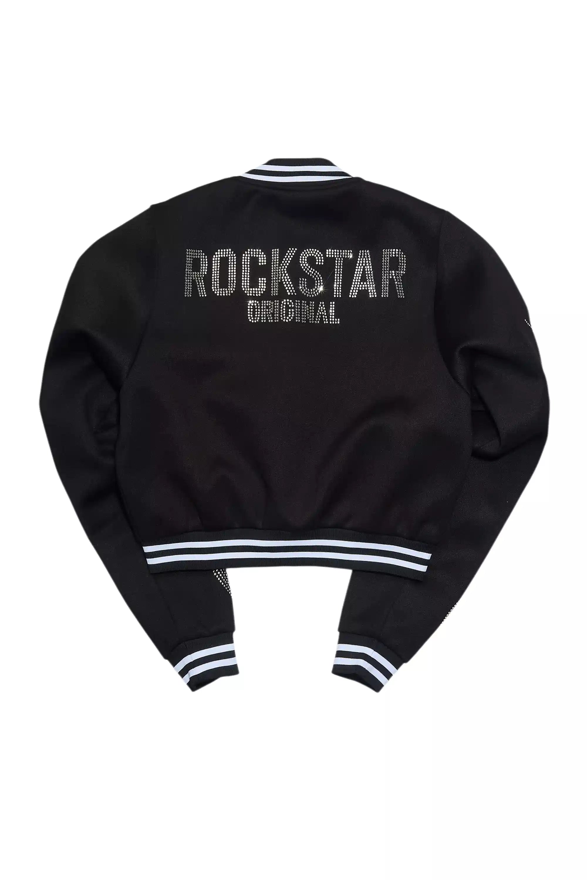 Beunca Black Rhinestone Varsity Jacket