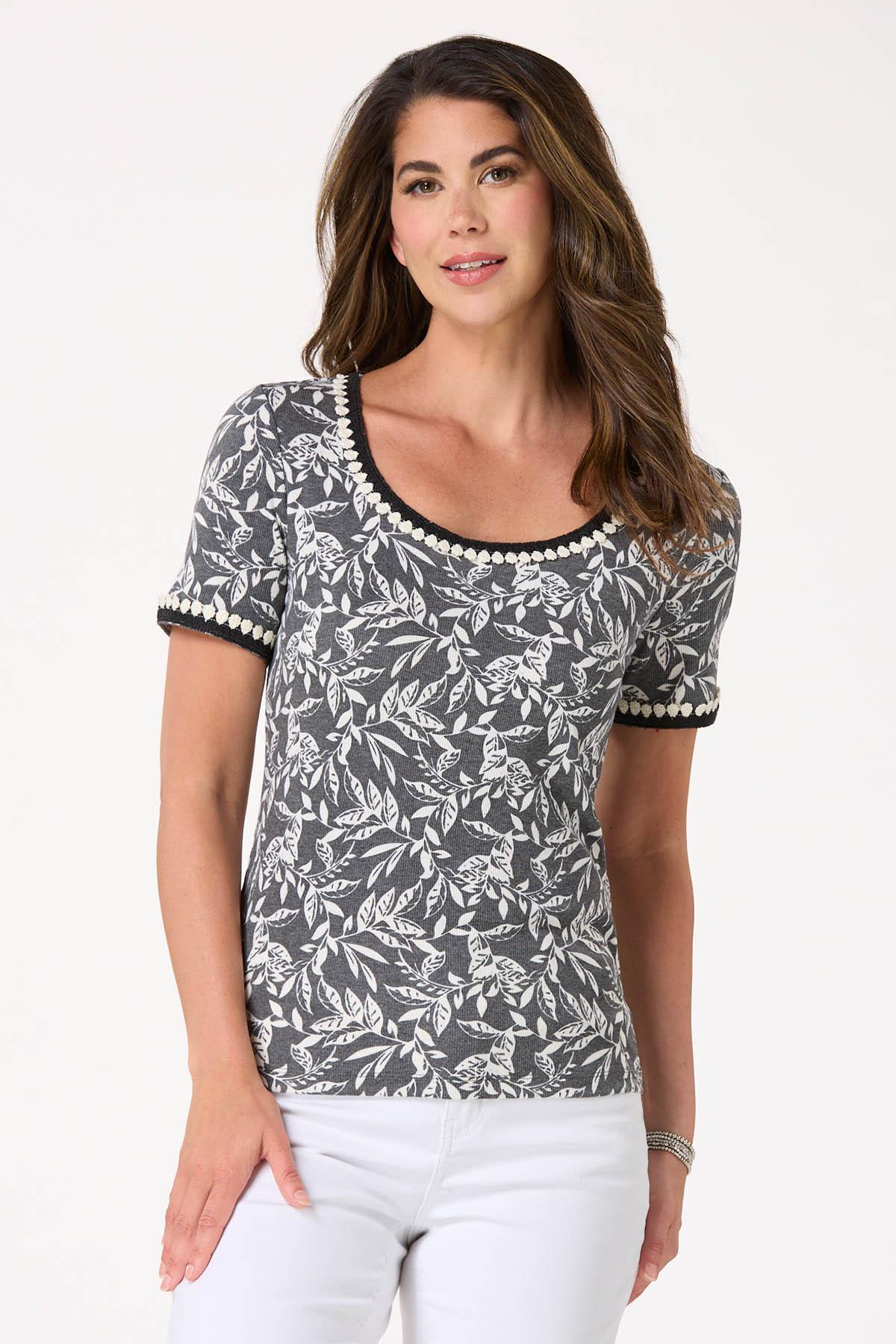 Ribbed Crochet Trim Top