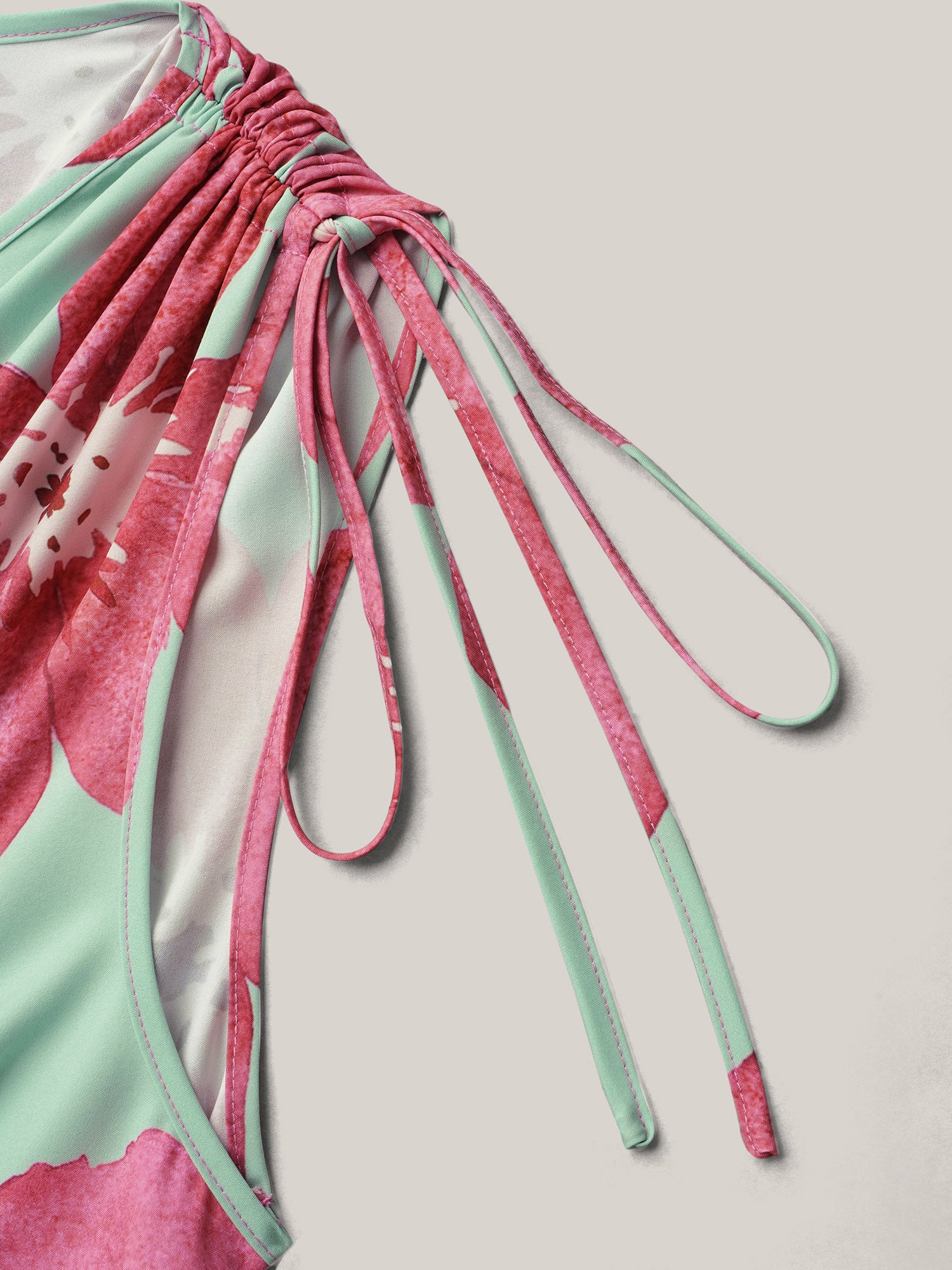 Floral Print V-Neck Tied Midi Dress