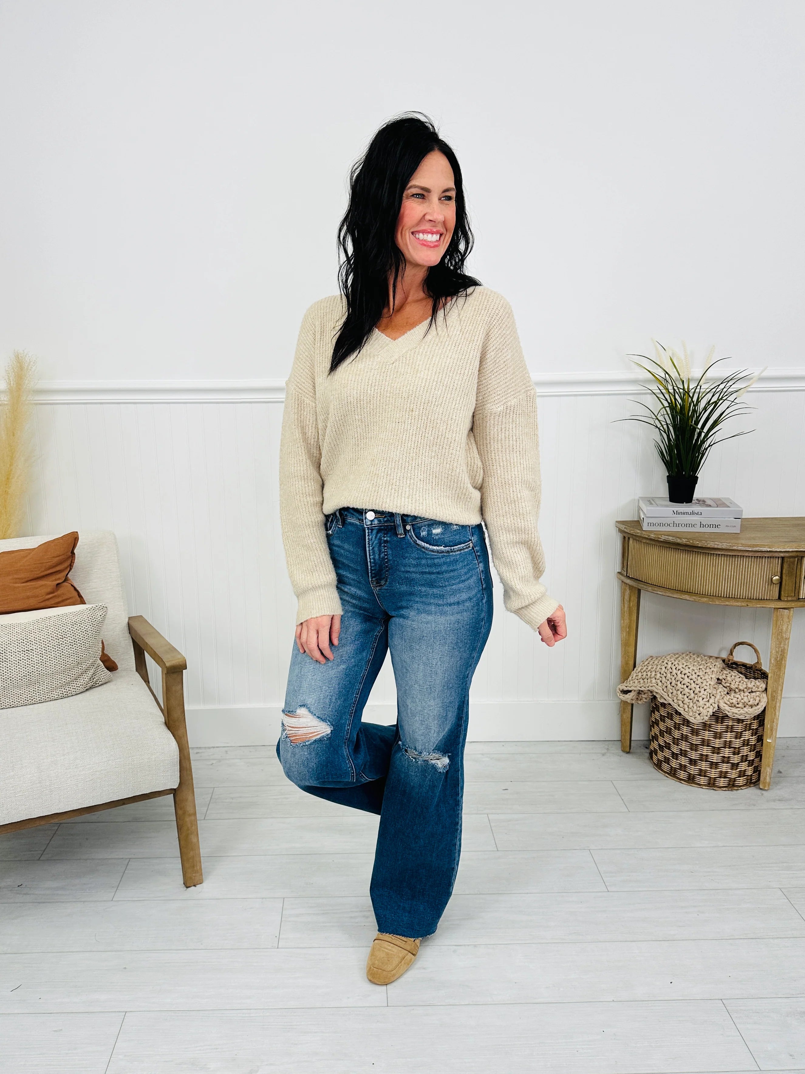 By Your Side Wide Leg Tummy Control Jeans