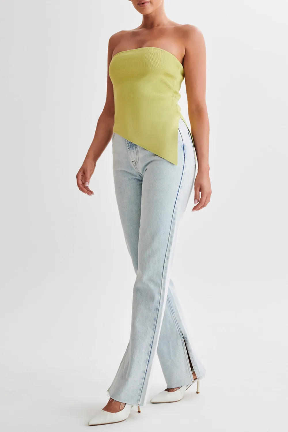 Asymmetrical Strapless Knit Top